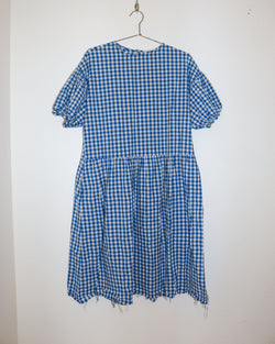 Pre-owned: April Meets October Gingham Plaid Dress in Blue