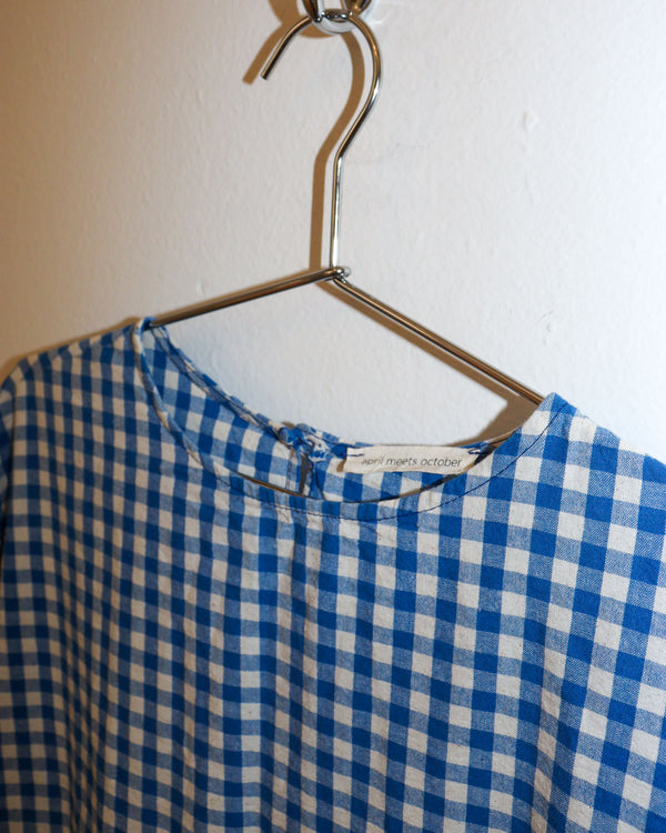 Pre-owned: April Meets October Gingham Plaid Dress in Blue