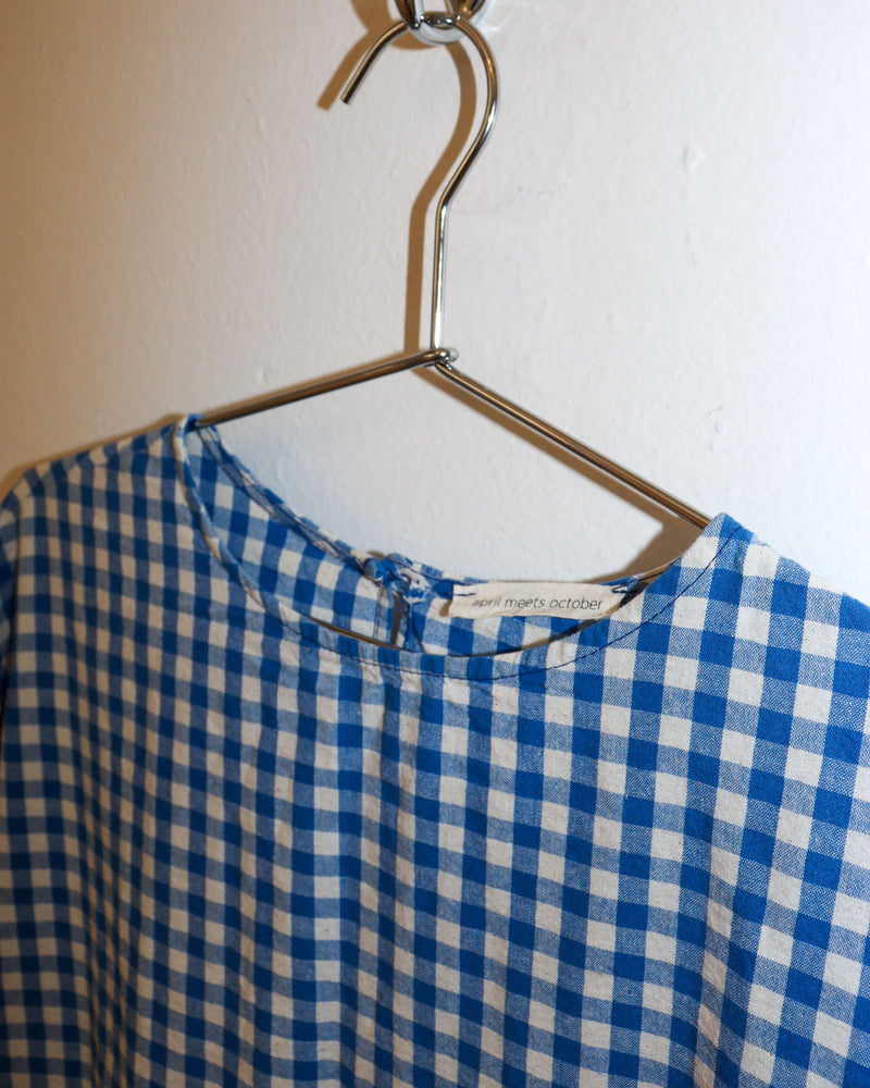 Pre-owned: April Meets October Gingham Plaid Dress in Blue