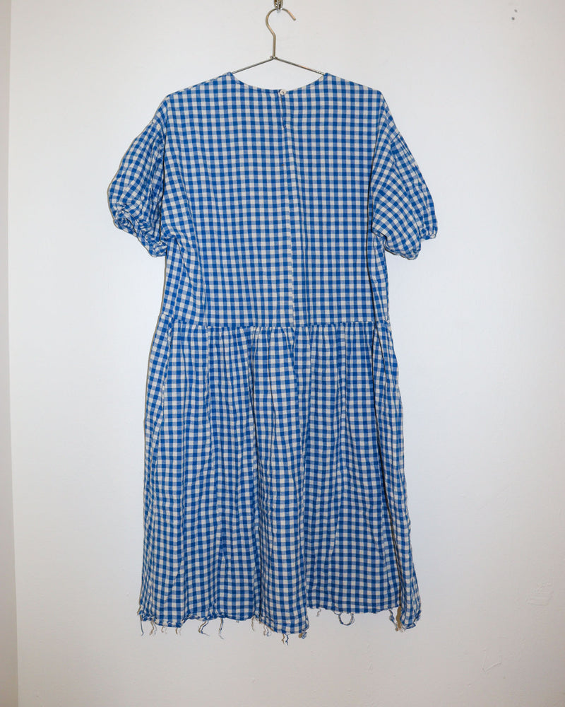 Pre-owned: April Meets October Gingham Plaid Dress in Blue