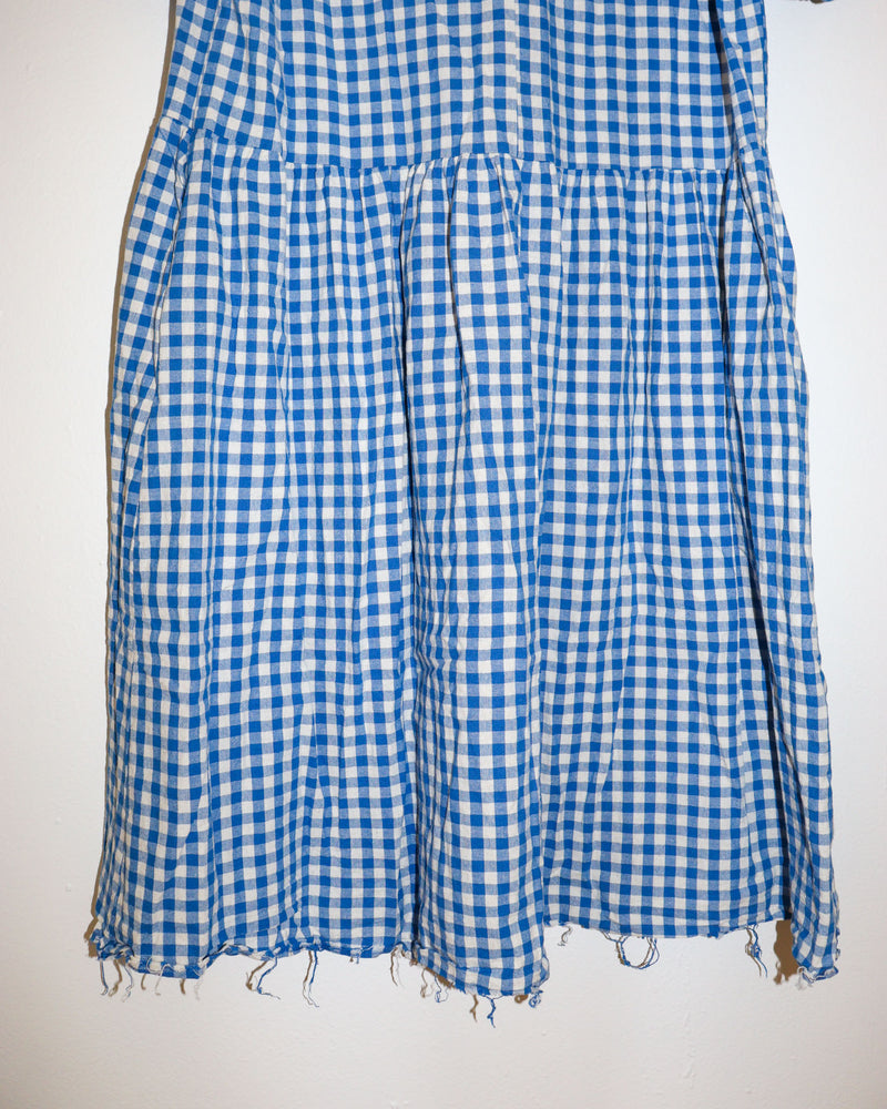 Pre-owned: April Meets October Gingham Plaid Dress in Blue