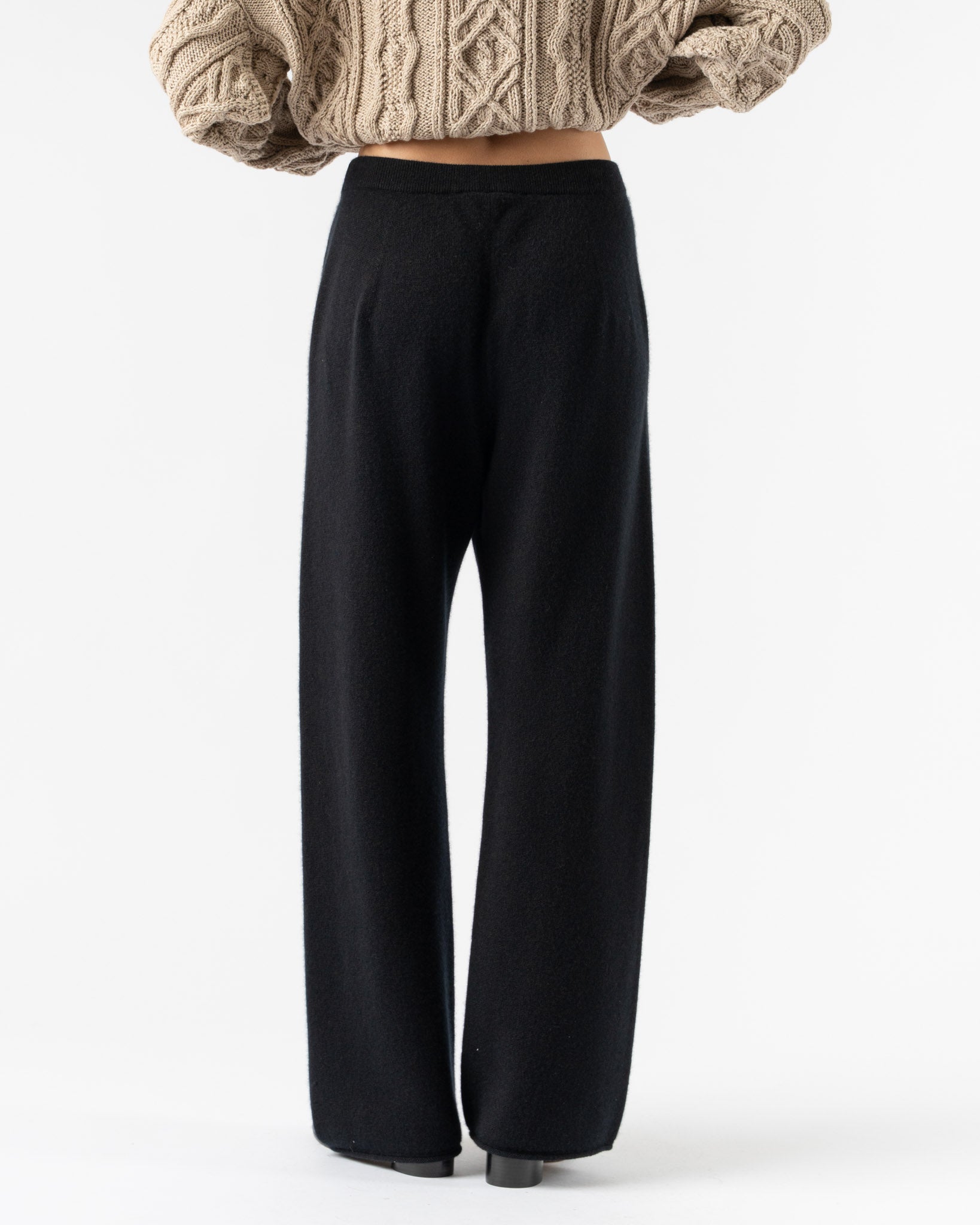 Auralee Baby Cashmere Knit Pants in Top Black