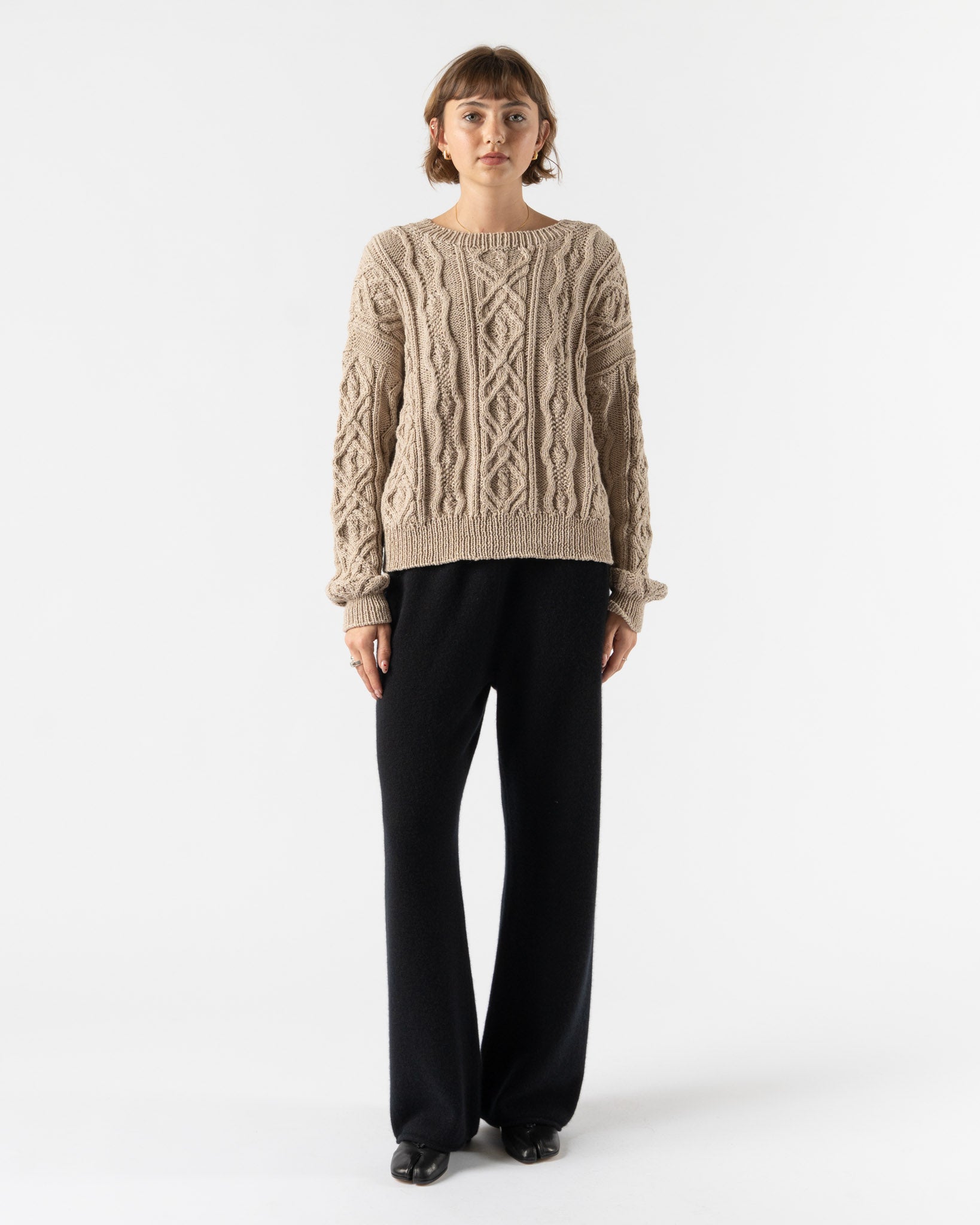 Auralee Baby Cashmere Knit Pants in Top Black