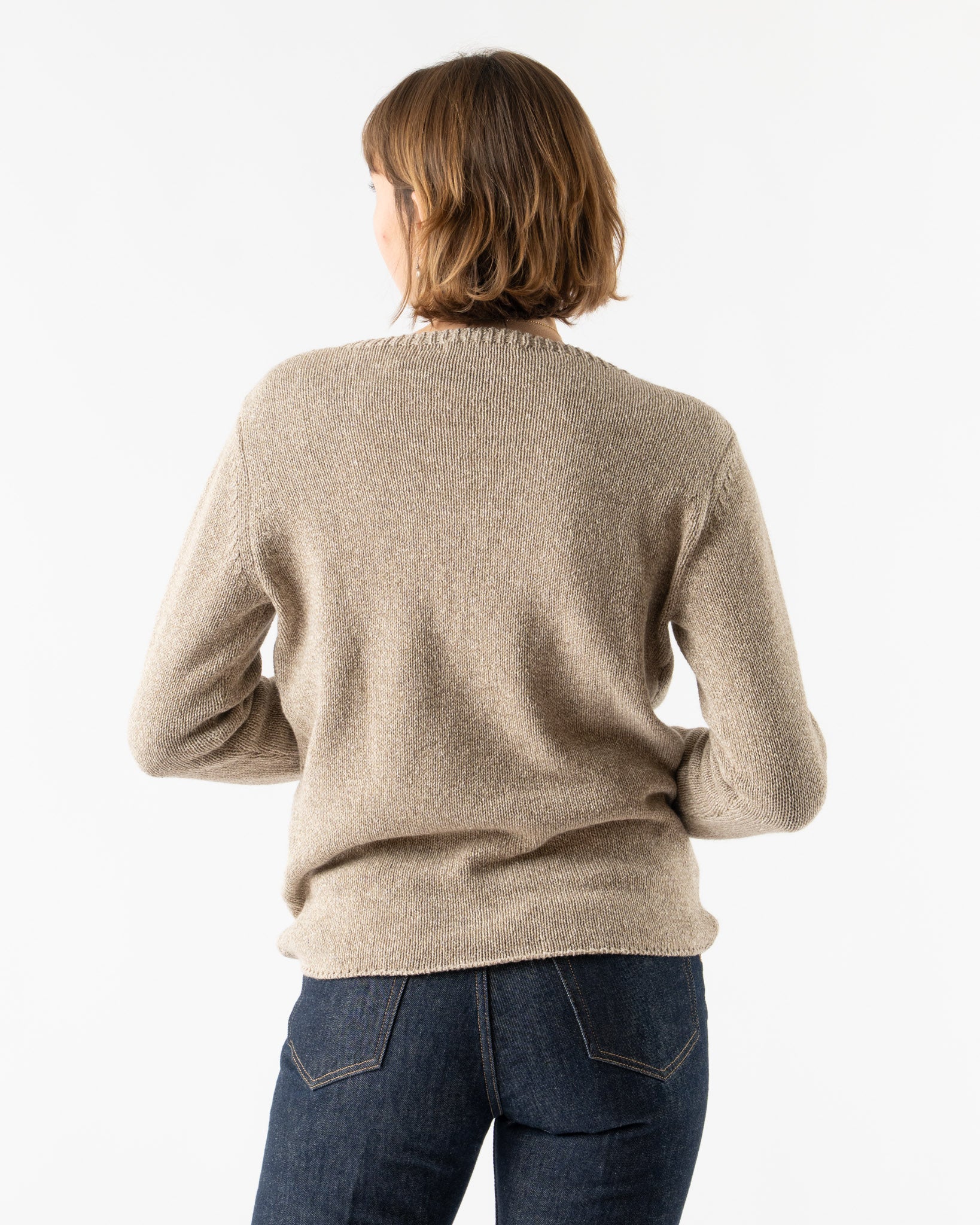 Auralee Cashmere Silk Melange Pullover in Mix Beige Curated at