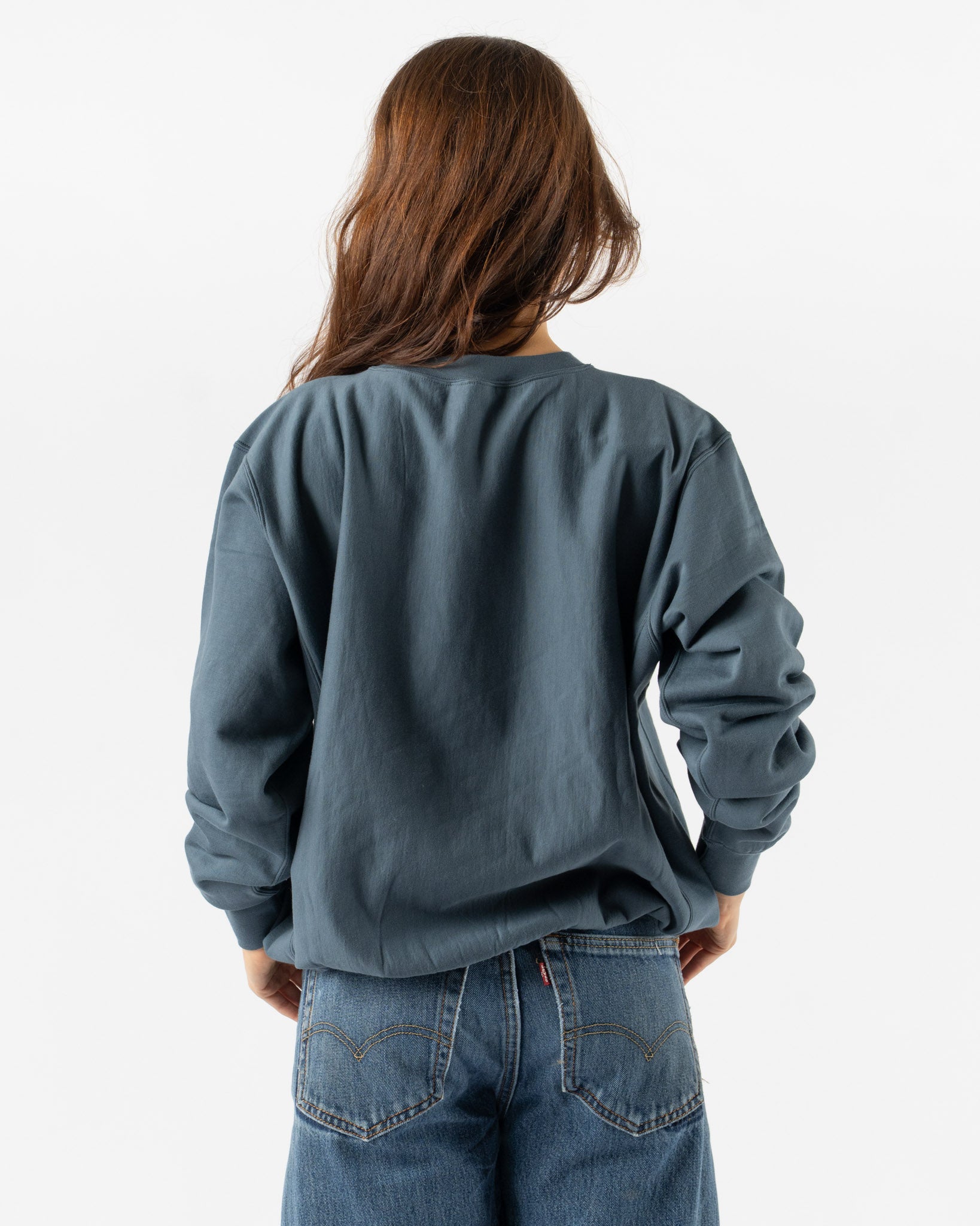 Auralee Elastic High Gauge Sweat P/O in Dusty Blue