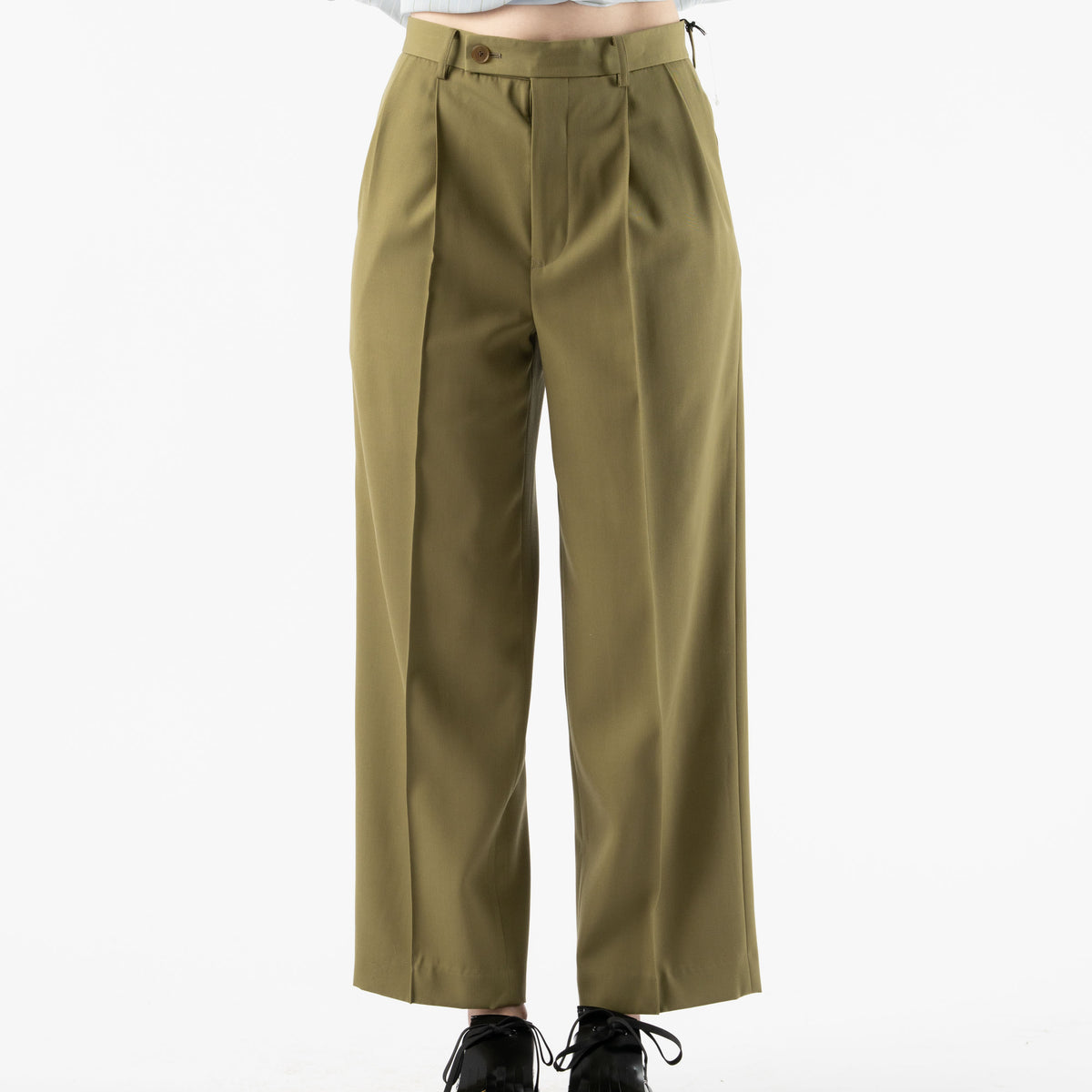 Auralee Light Wool Max Gabardine Slacks in Khaki Curated at Jake 