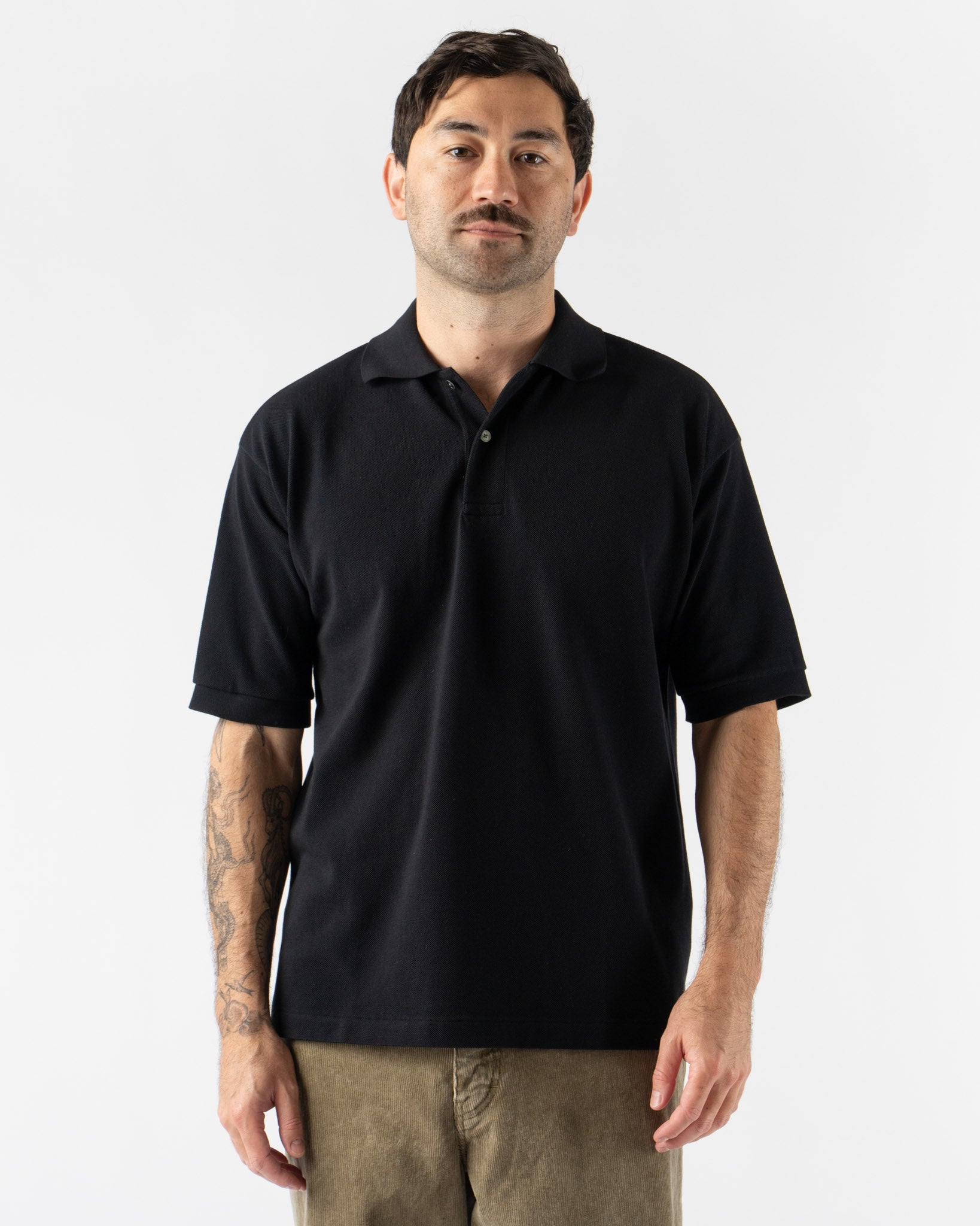 Auralee Pima Cotton Heavy Pique Polo in Dark Navy