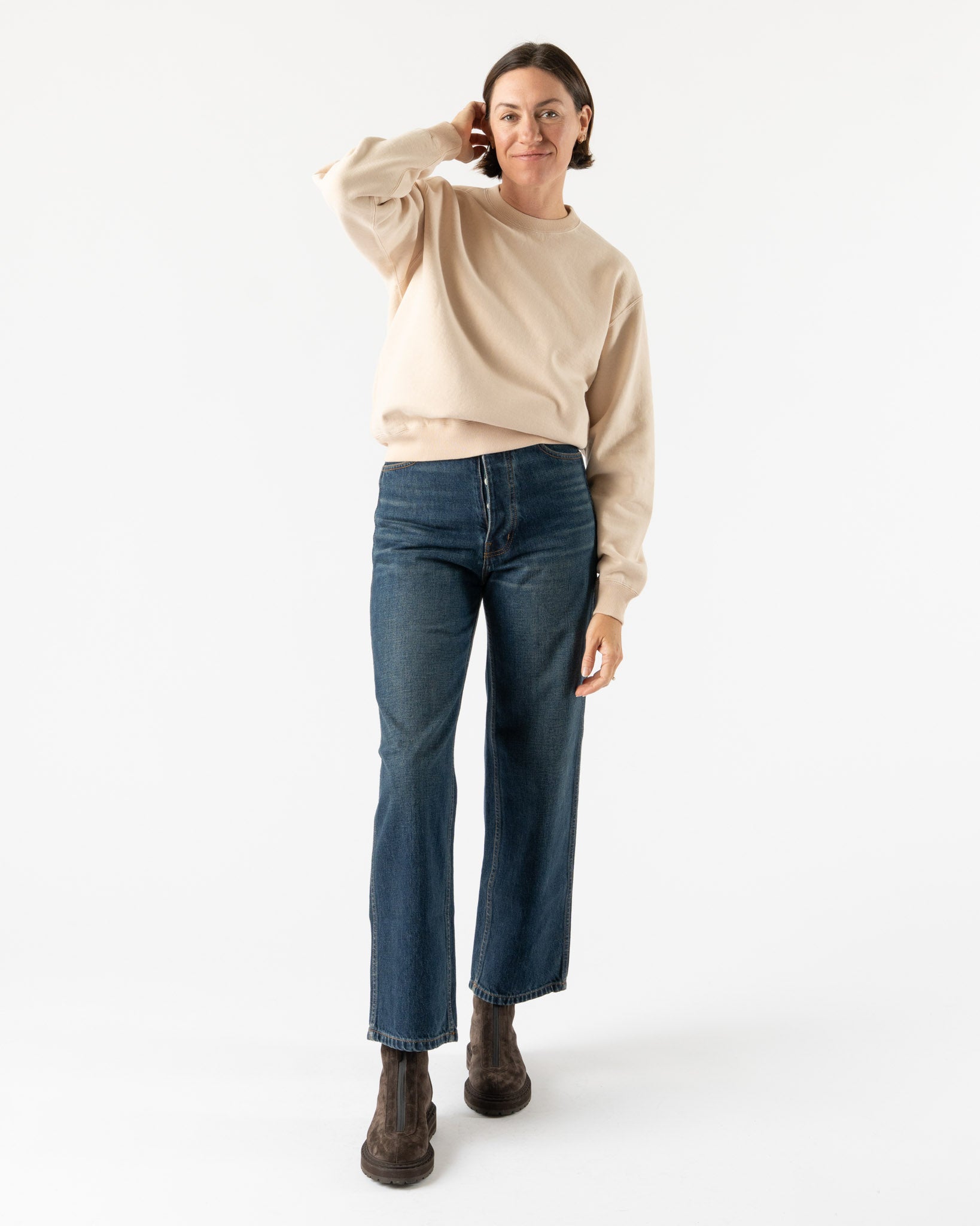 Auralee Smooth Soft BD Sweat Pullover in Blush Pink Curated at