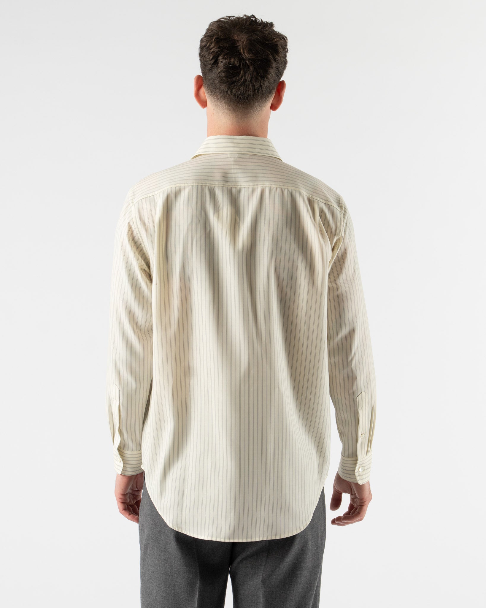 Auralee Super Fine Wool Stripe Shirt in Ivory