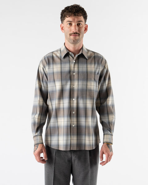 AURALEE SUPER LIGHT WOOL SHIRT サイズ3 24AW Auralee Super Light Wool Shirt in Blue Gray Check Curated at Jake