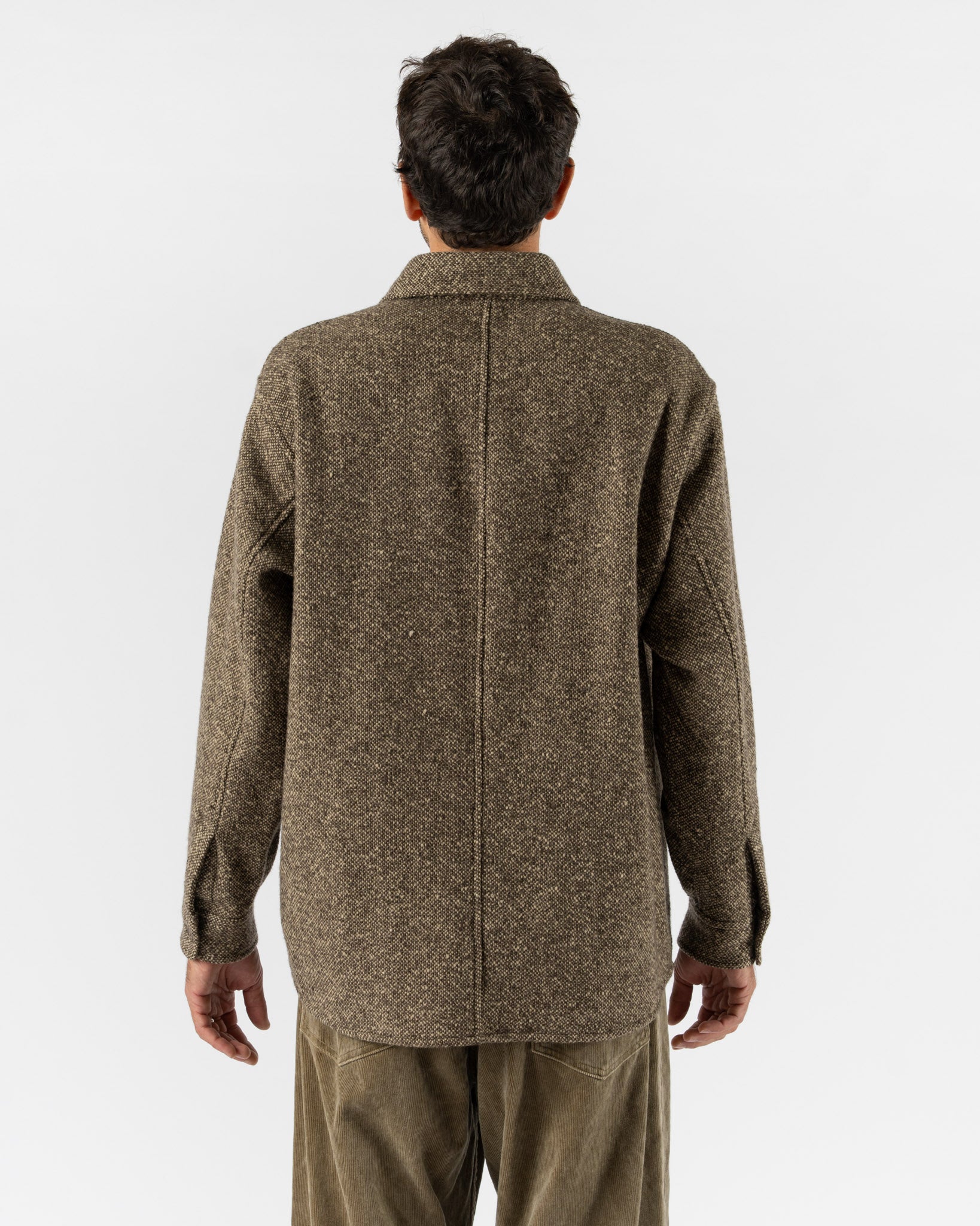 Auralee Homespun Tweed Shirt Blouson in Brown