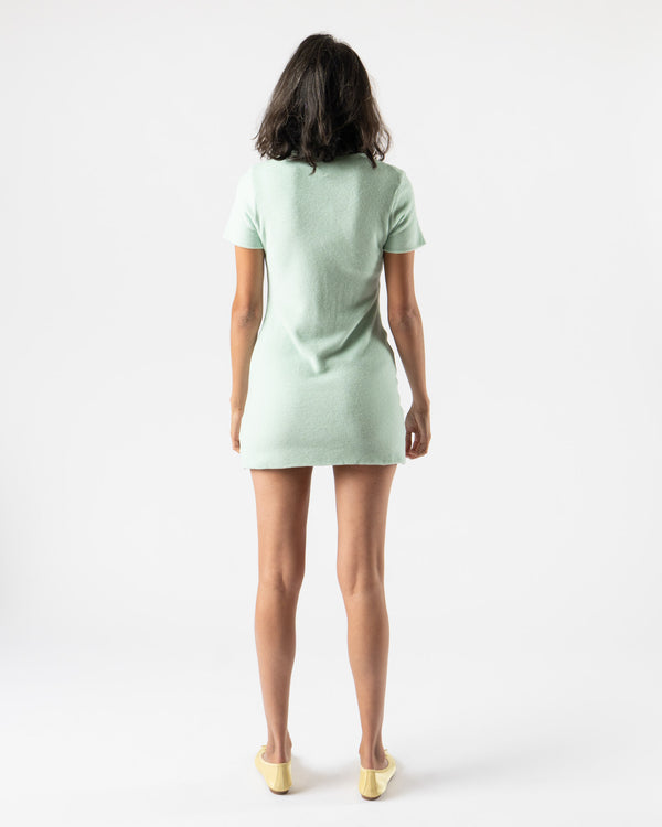 Auralee Washable Wool Pile Mini Dress in Light Aqua