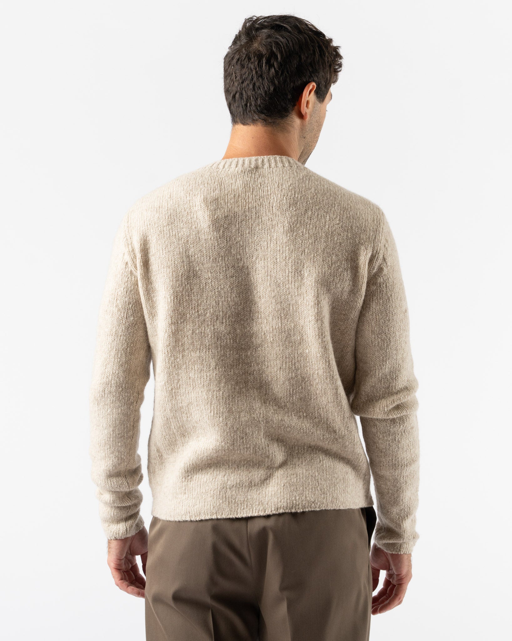 Auralee Cashmere Melange Knit Pullover in Top Gray Beige