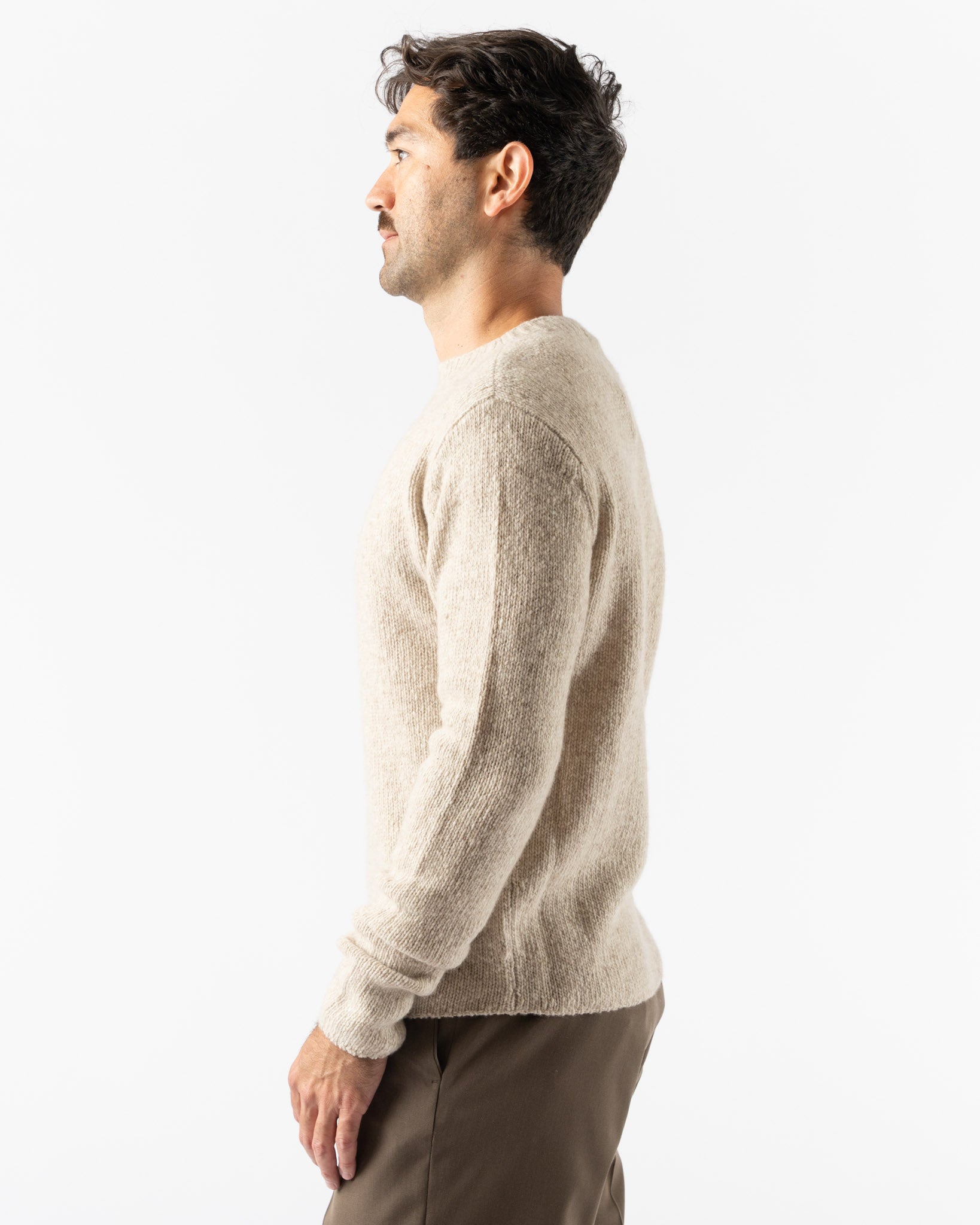 Auralee Cashmere Melange Knit Pullover in Top Gray Beige