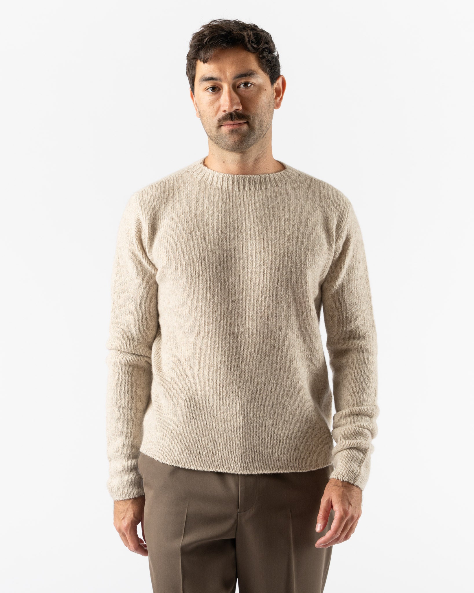 Auralee Cashmere Melange Knit Pullover in Top Gray Beige