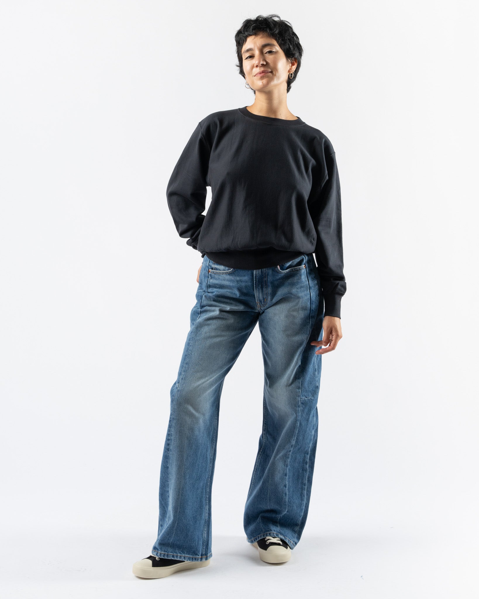 オーラリーAURALEE ELASTIC HIGH GAUGE SWEAT AURALEE Elastic High Gauge Sweat Half Zip P/O Ink Black | HAVEN