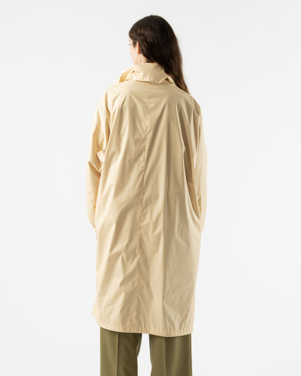 Auralee Hard Twist Polyester Satin Laminate Zip Coat in Light Beige