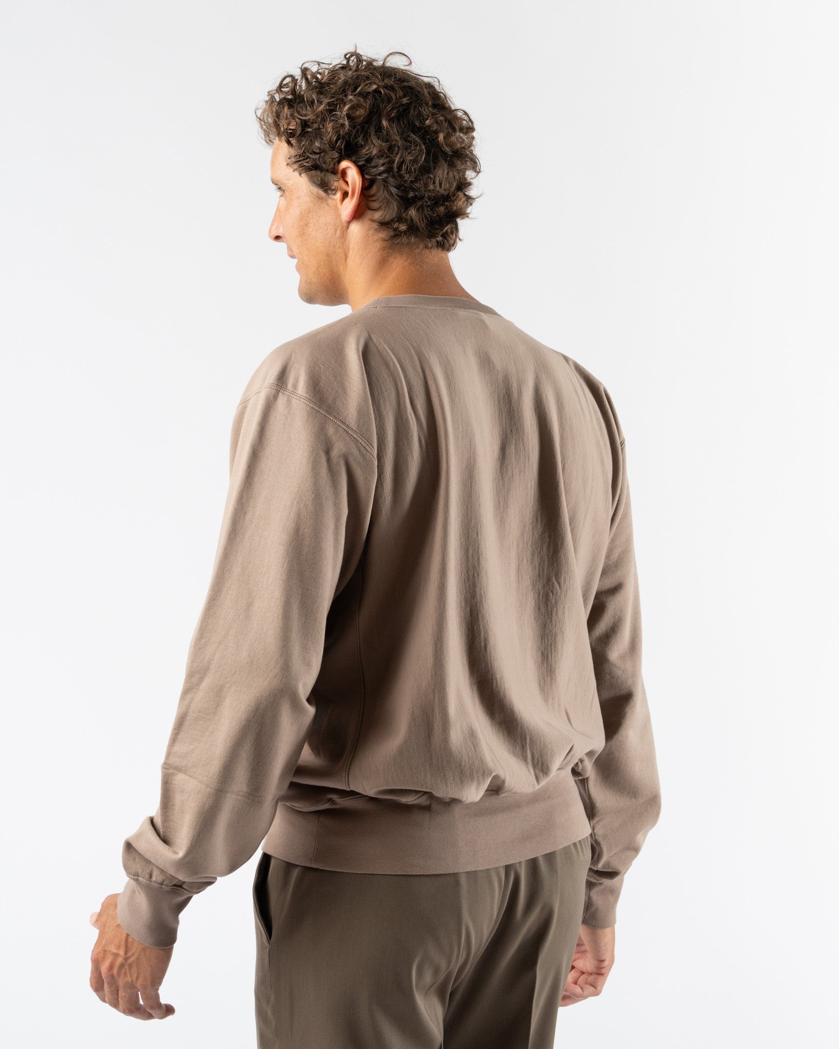 Auralee Elastic High Gauge Sweat Pullover in Gray Beige