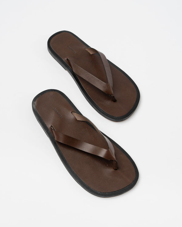Auralee Leather Belt Sandals in Brown