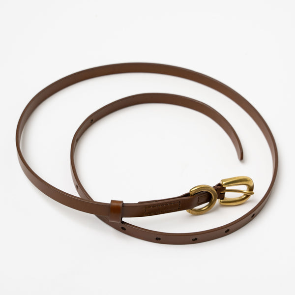 Auralee Leather Narrow Belt in Brown Curated at Jake and Jones