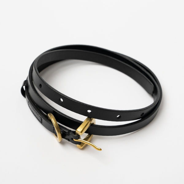 Auralee Leather Narrow Belt in Black Curated at Jake and Jones