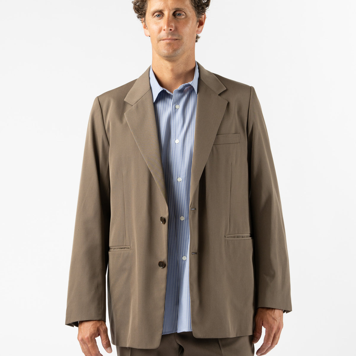 Auralee Light Wool Max Gabardine Jacket in Top Brown Curated at 