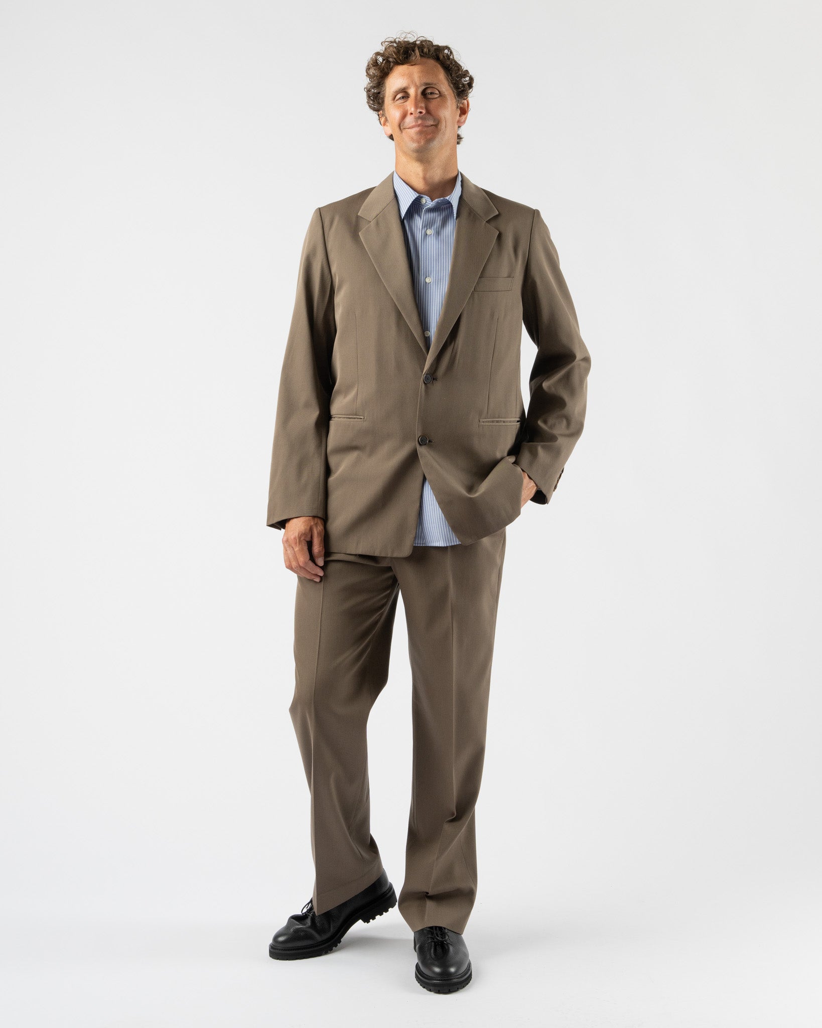 パンツ AURALEE WOOL MAX GABARDINE FATIGUE PANTS Auralee Light Wool Max Gabardine Pants in Top Brown Curated