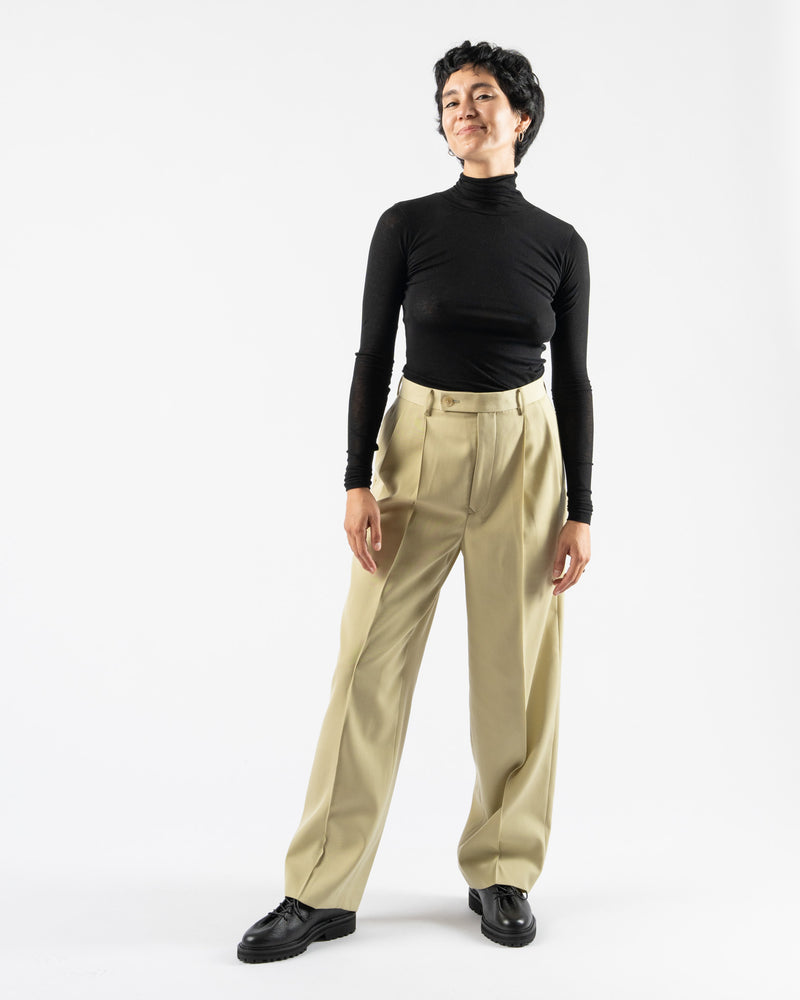 Auralee Light Wool Max Gabardine Slacks in Light Khaki Curated at Jake and  Jones