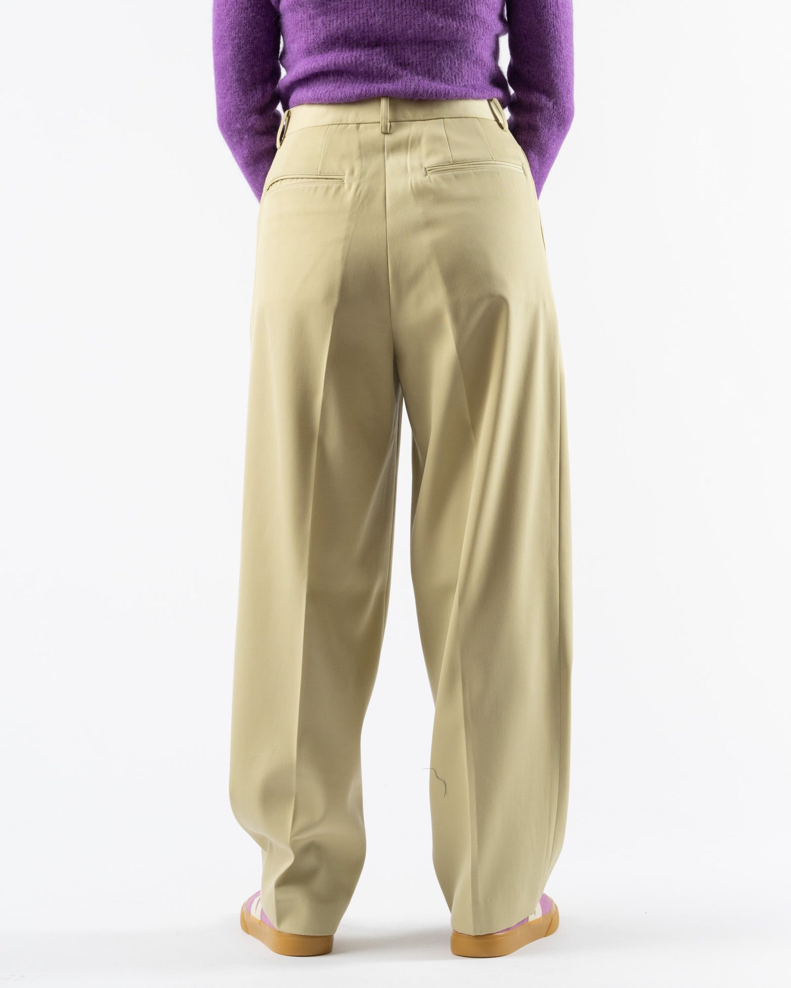 Auralee Light Wool Max Gabardine Slacks in Light Khaki Curated at Jake and  Jones