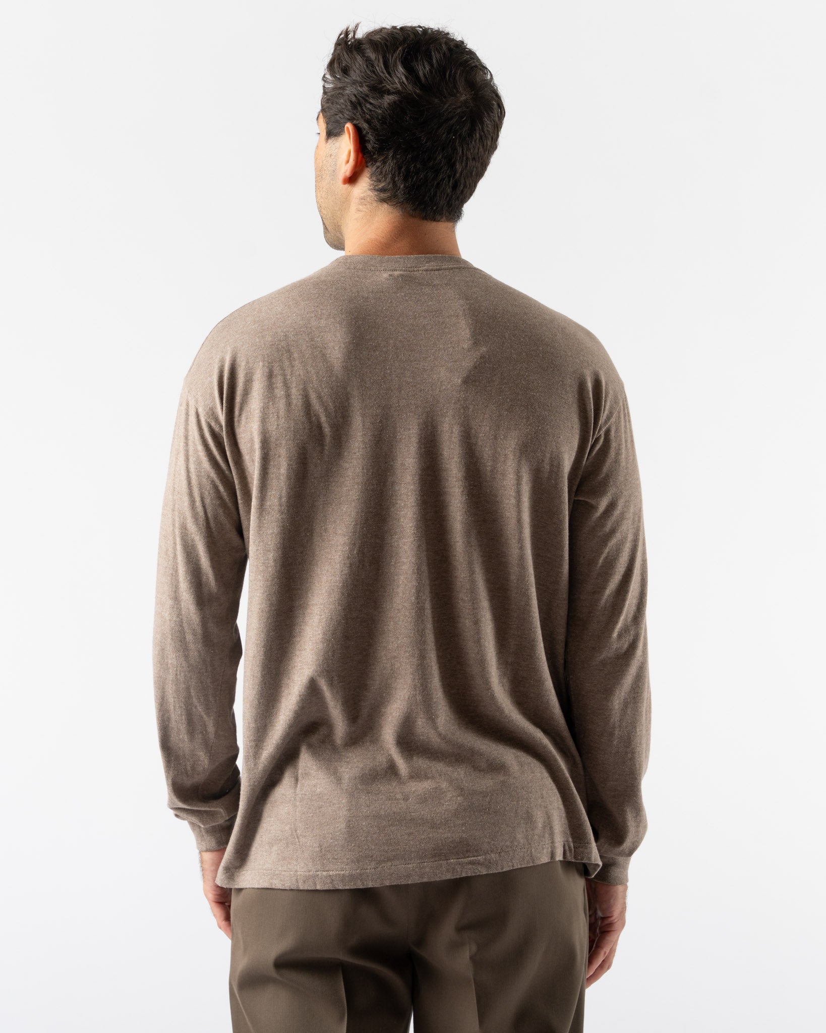 Auralee Seamless Long Sleeve Tee in Top Brown
