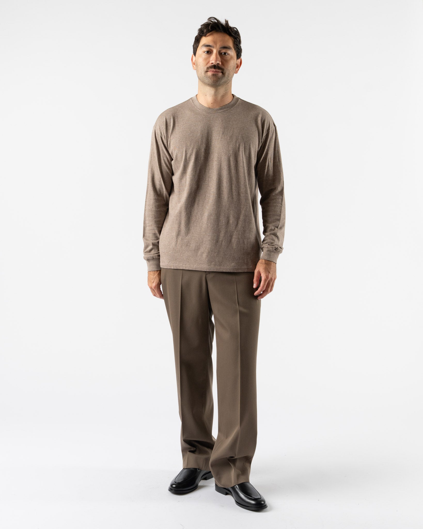 Auralee Seamless Long Sleeve Tee in Top Brown