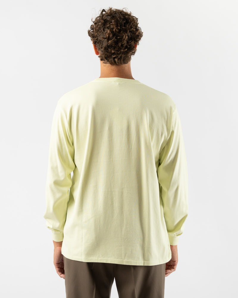 Auralee Luster Plaiting Long Sleeve Tee in Lime Yellow