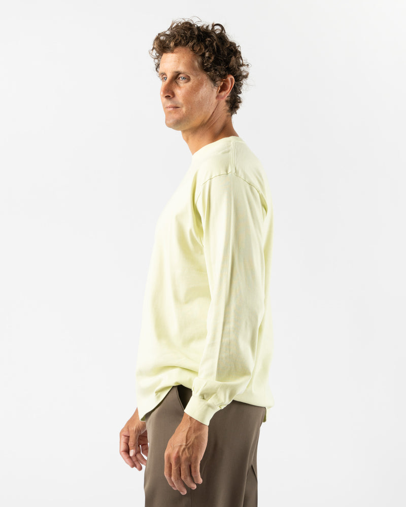 Auralee Luster Plaiting Long Sleeve Tee in Lime Yellow