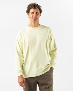 Auralee Luster Plaiting Long Sleeve Tee in Lime Yellow