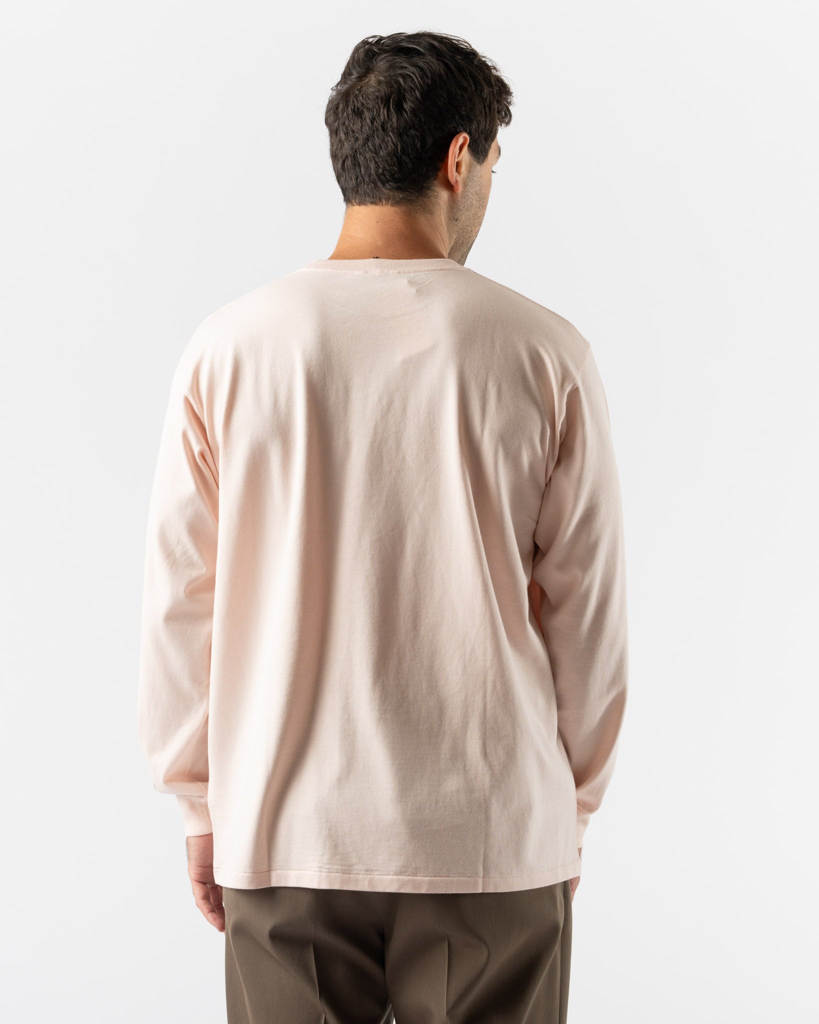 Auralee Luster Plaiting Long Sleeve Tee in Pale Pink