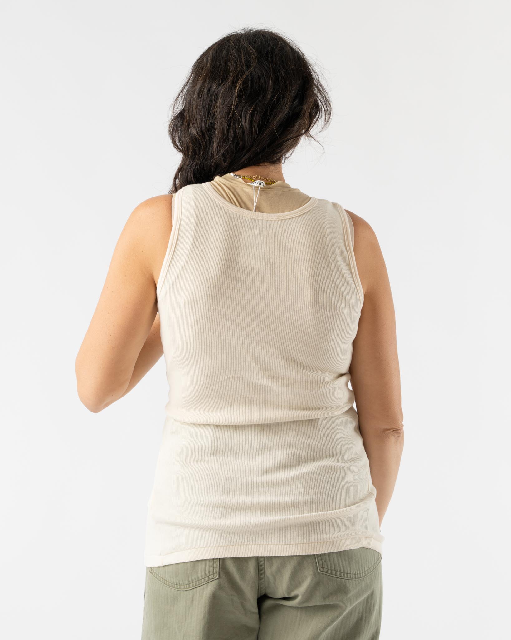 トップス AURALEE ORGANIC SOFT RIB TANK Auralee Organic Soft Rib Tank in Ivory Curated at Jake and Jones