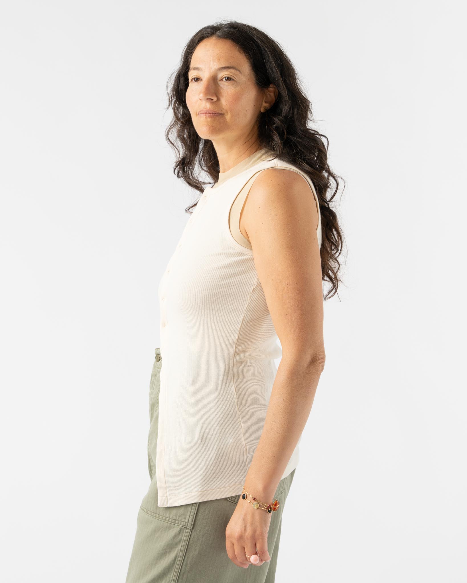 トップス AURALEE ORGANIC SOFT RIB TANK 24SS Auralee Organic Soft Rib Tank in Ivory Curated at Jake and Jones