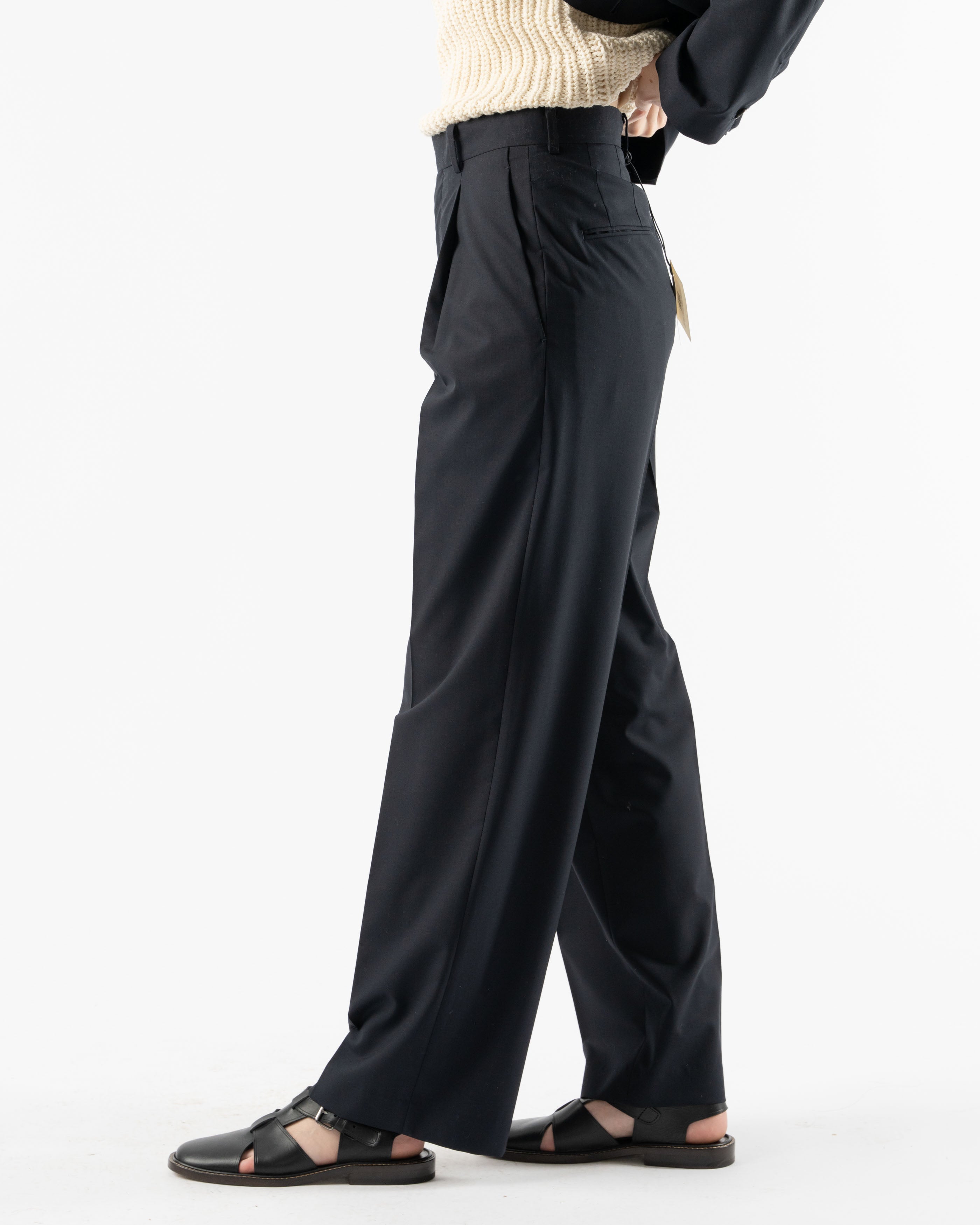 Auralee Super Fine Tropical Wool Slacks in Dark Navy