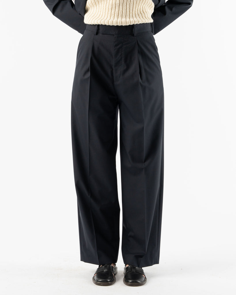 Auralee Super Fine Tropical Wool Slacks in Dark Navy