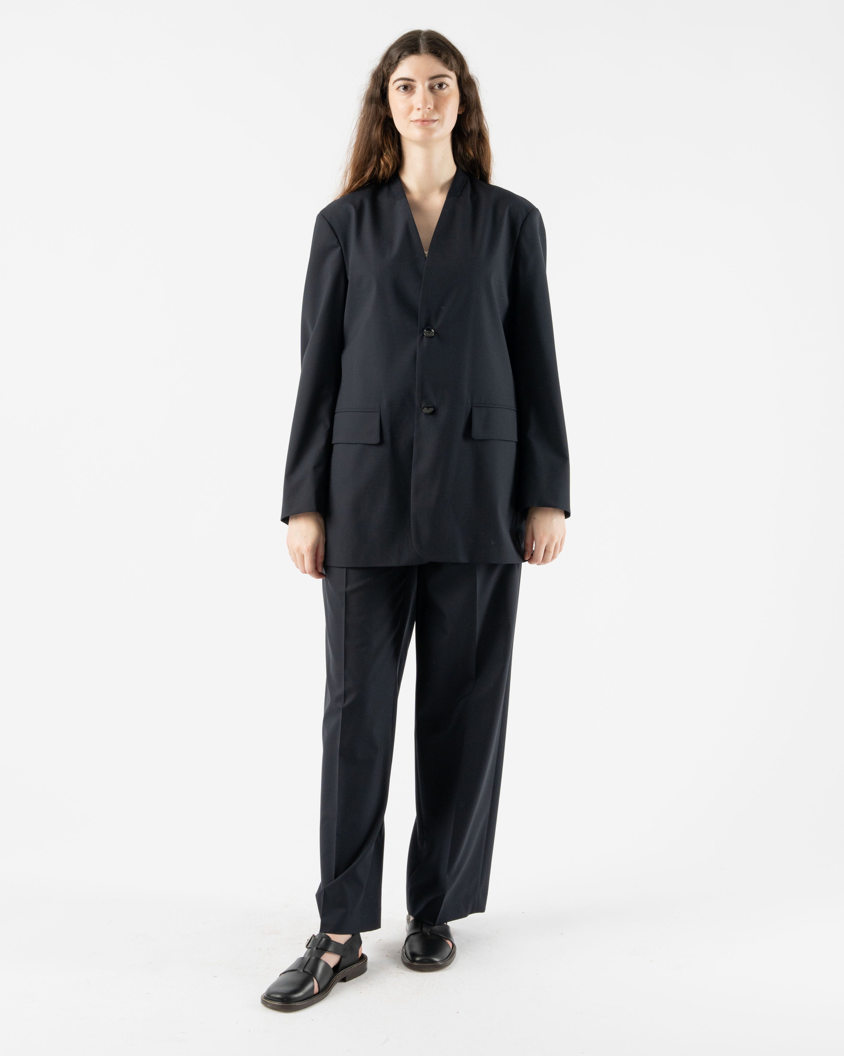 Auralee Super Fine Tropical Wool Slacks in Dark Navy
