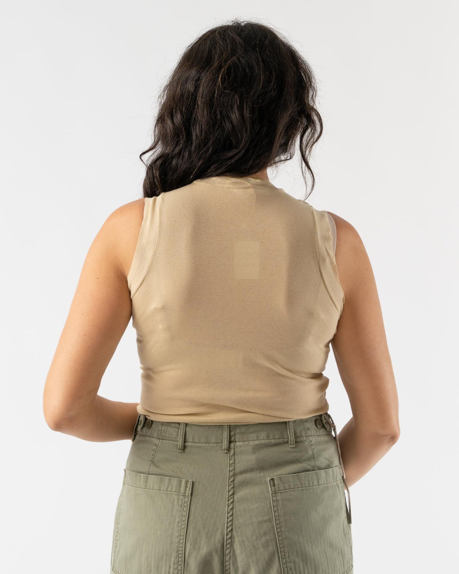 Auralee Super High Gauge Sheer Rib Tank in Light Beige Curated at Jake and  Jones