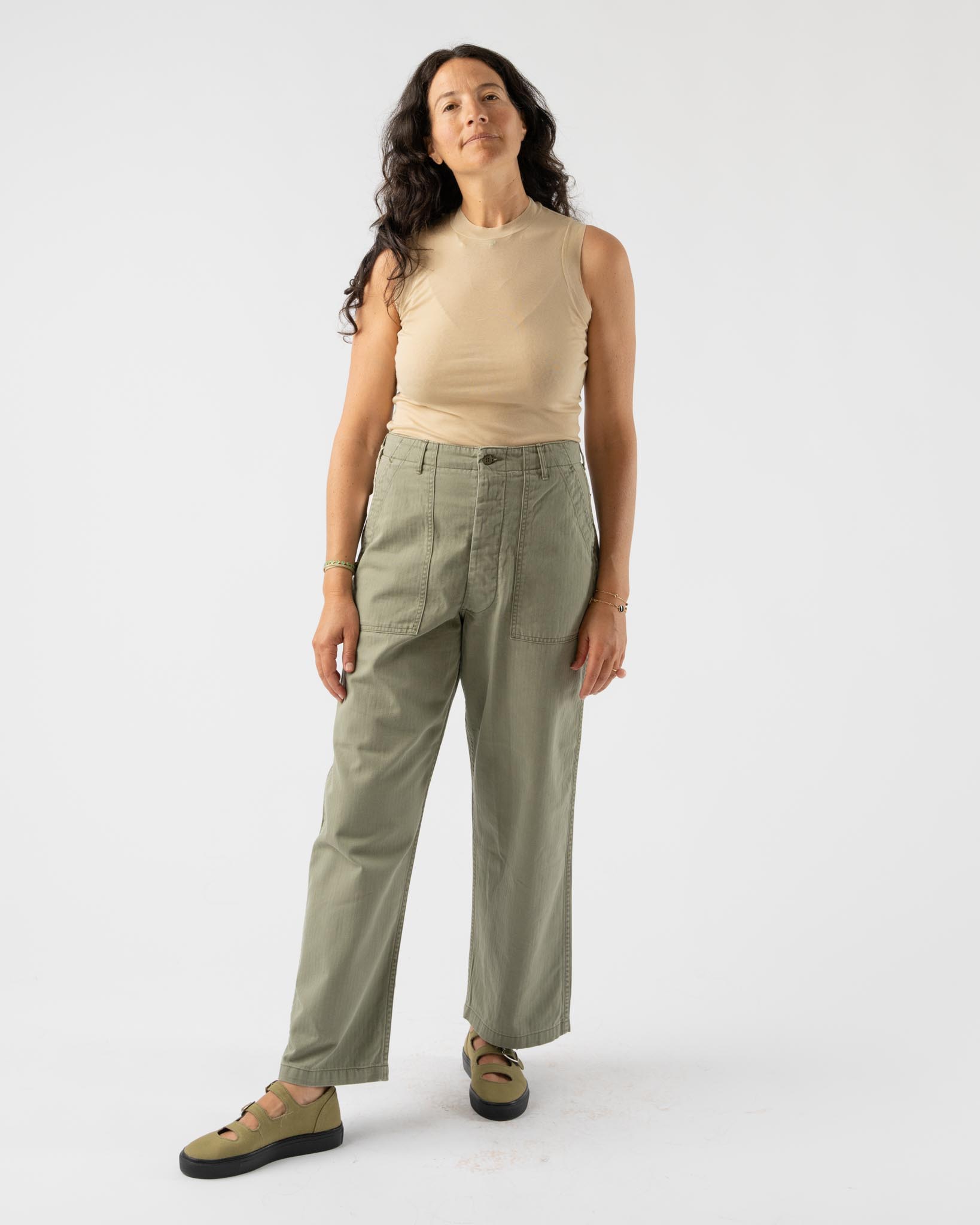 Auralee Super High Gauge Sheer Rib Tank in Light Beige