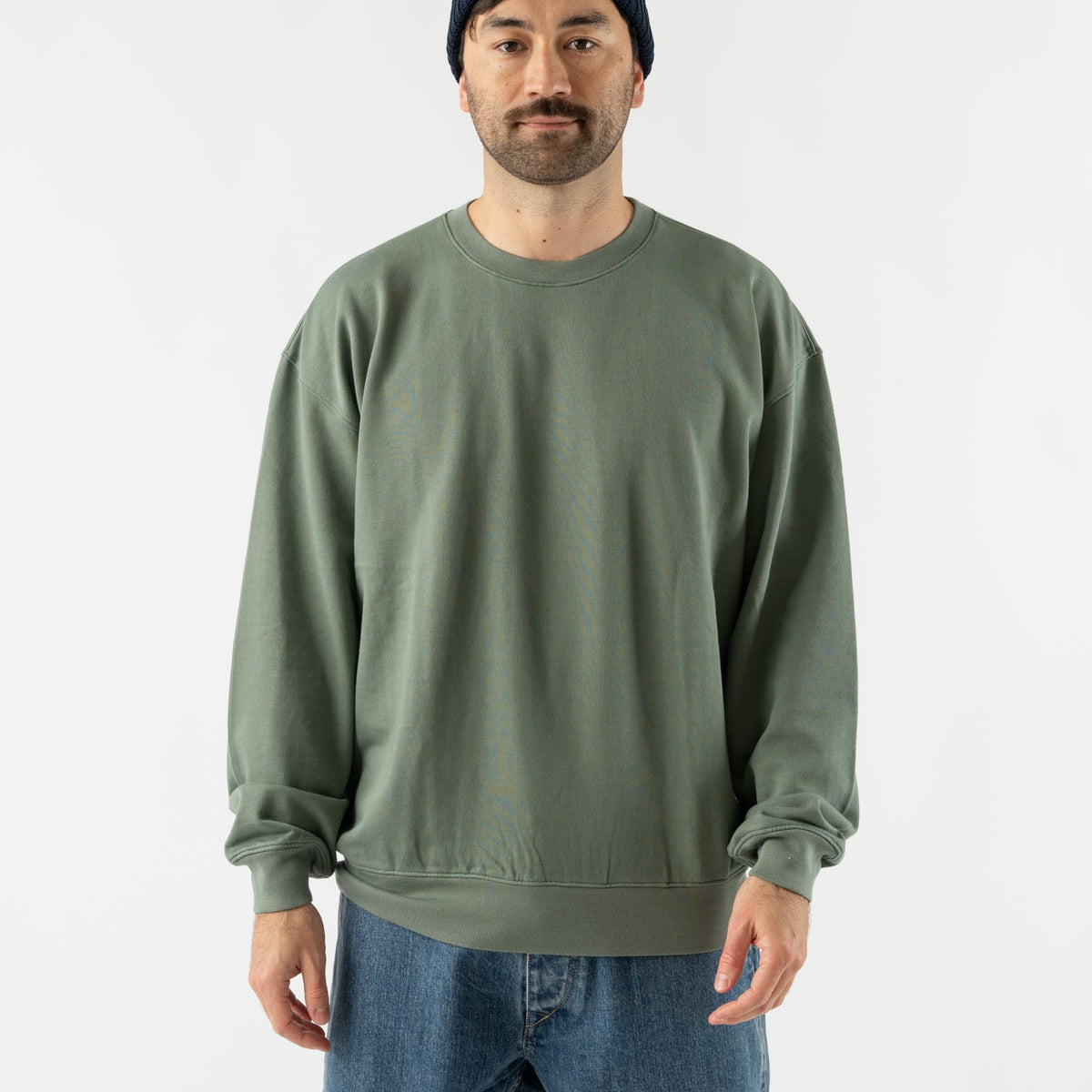 Auralee Super High Gauze Sweat Pullover in Dusty Green Curated at 