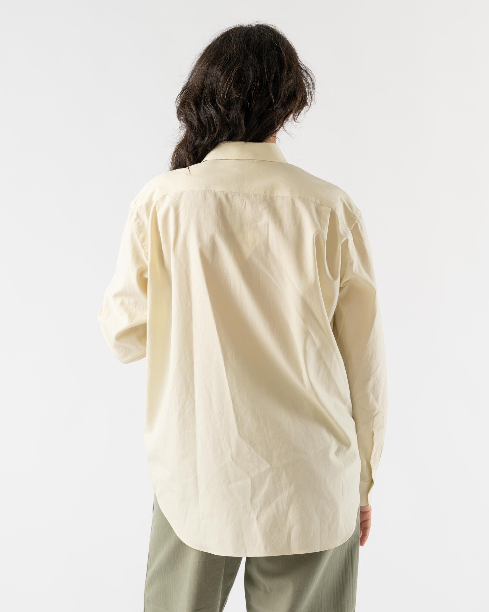 Auralee Washed Finx Twill Shirt in Light Yellow Curated at