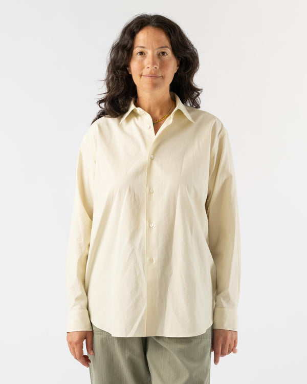 Auralee Washed Finx Twill Shirt in Light Yellow
