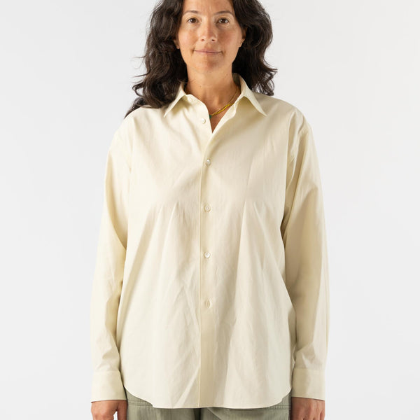 Auralee Washed Finx Twill Shirt in Light Yellow