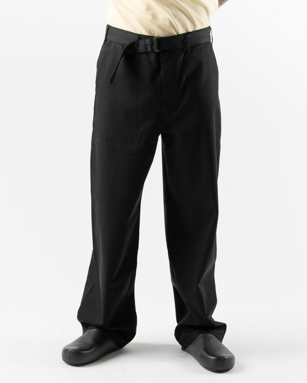 Auralee Washed Finx Silk Chambray Belted Pants in Black