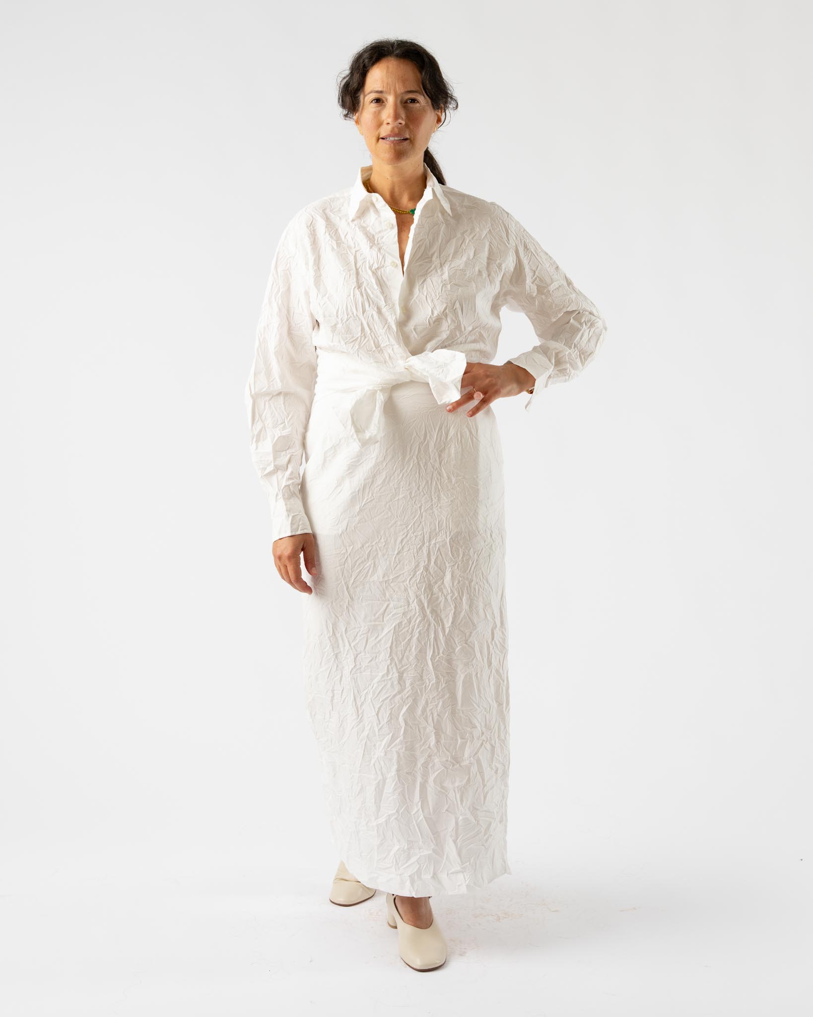 スカート AURALEE WRINKLED WASHED FINX TWILL SKIRT Auralee Wrinkled Washed Finx Twill Skirt in White Curated at