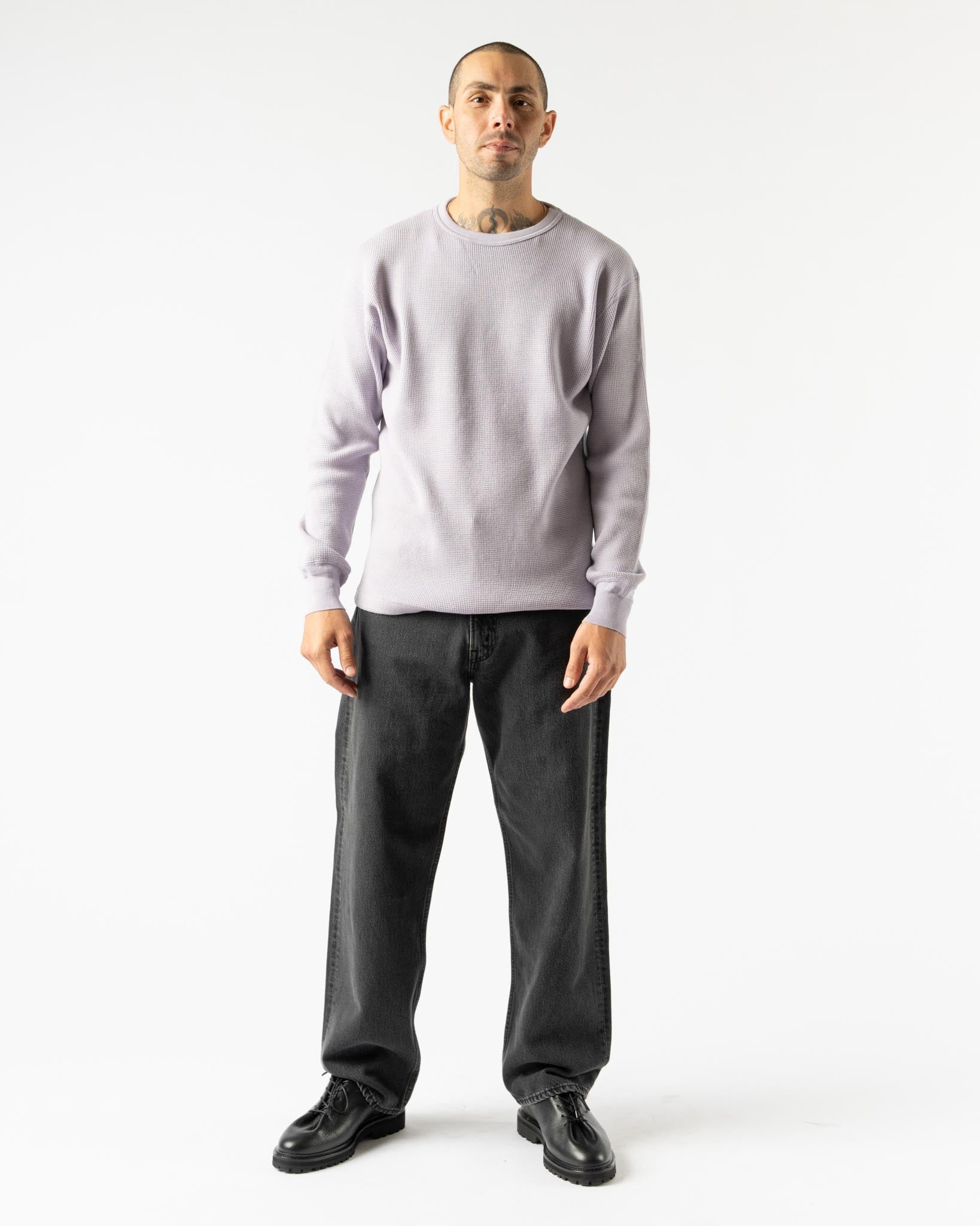 Auralee Wool Cotton Thermal Pullover in Top Charcoal Curated