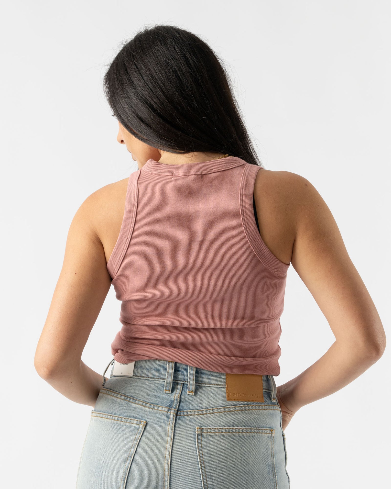B Sides Rib Tank in Zinnia Overdye Curated at Jake and Jones